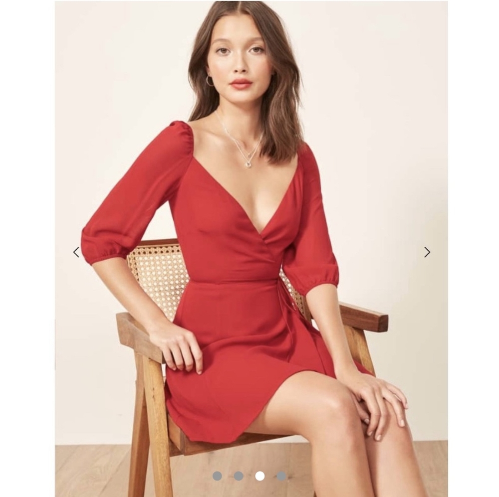 Sold!! On mercari Reformation everleigh dress red wrapped large